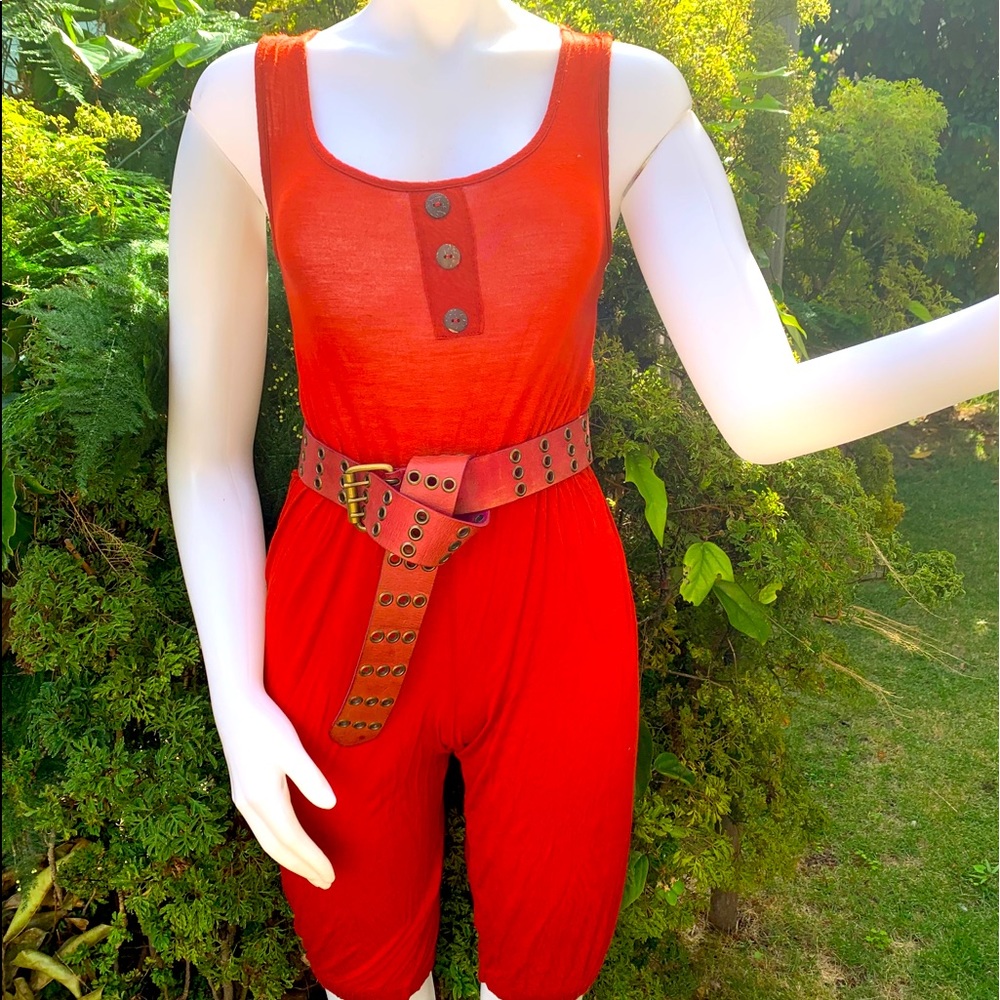 Fun brick red stretch rayon cotton short jumper